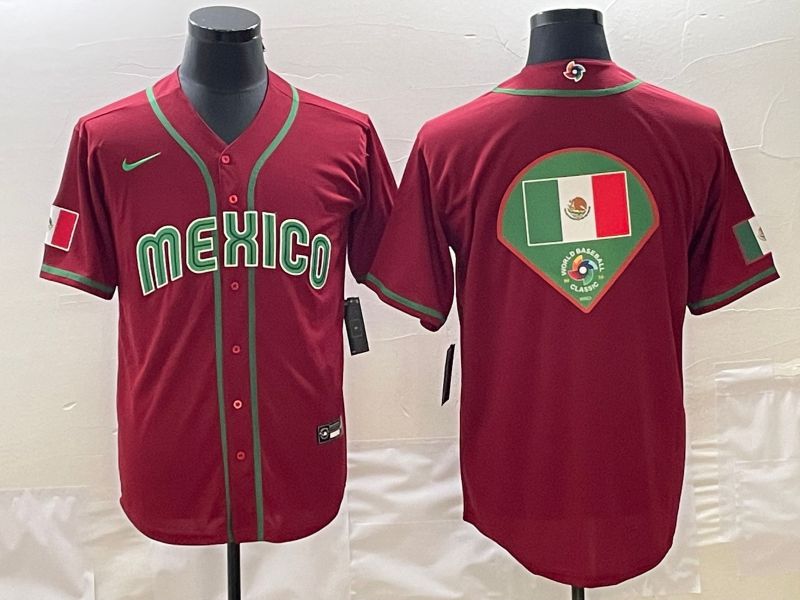Men 2023 World Cub Mexico Blank Red Nike MLB Jersey